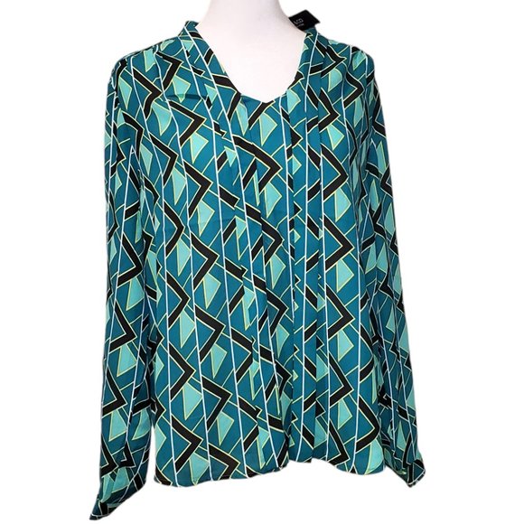 Jones New York Tops - NWT Jones New York Flowy Hi Low Top Black Teal Multi MEDIUM